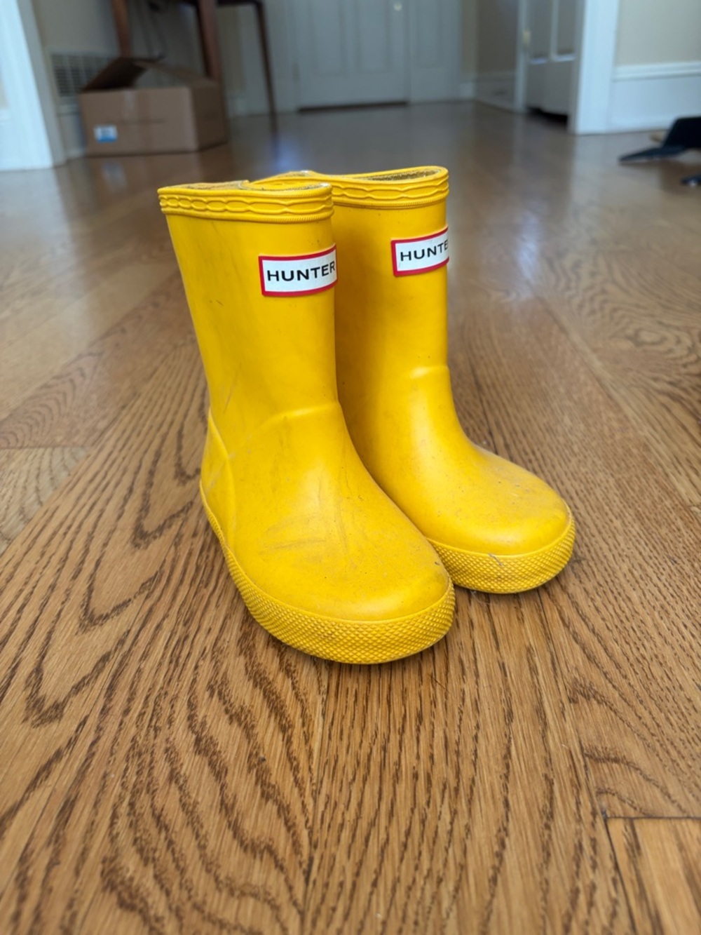 Hunter Yellow Kids' Rubber Rain Boots